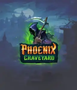 The eerie and atmospheric Phoenix Graveyard slot game interface by ELK Studios, featuring a mysterious graveyard setting. The visual highlights the slot's unique expanding reel feature, coupled with its gorgeous symbols and dark theme. The design reflects the game's mythological story of resurrection, attractive for those drawn to the supernatural.